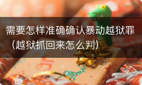 需要怎样准确确认暴动越狱罪（越狱抓回来怎么判）