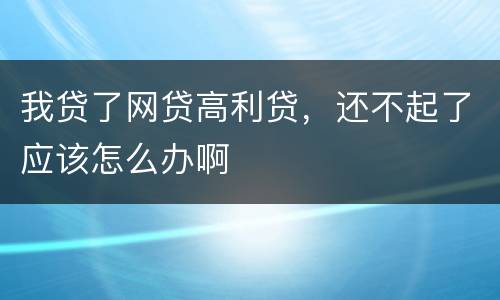 我贷了网贷高利贷，还不起了应该怎么办啊