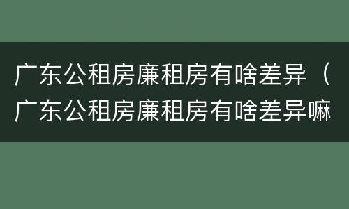 广东公租房廉租房有啥差异（广东公租房廉租房有啥差异嘛）
