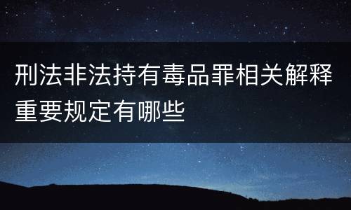 刑法非法持有毒品罪相关解释重要规定有哪些