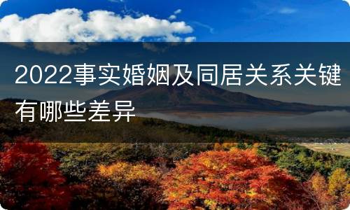 2022事实婚姻及同居关系关键有哪些差异