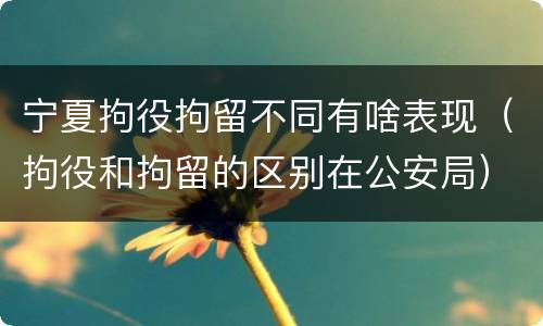 宁夏拘役拘留不同有啥表现（拘役和拘留的区别在公安局）