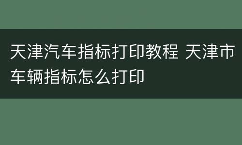 天津汽车指标打印教程 天津市车辆指标怎么打印