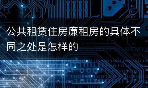 公共租赁住房廉租房的具体不同之处是怎样的