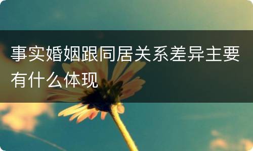 事实婚姻跟同居关系差异主要有什么体现