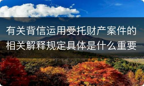 有关背信运用受托财产案件的相关解释规定具体是什么重要内容