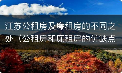 江苏公租房及廉租房的不同之处（公租房和廉租房的优缺点）