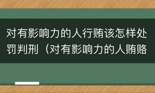 对有影响力的人行贿该怎样处罚判刑（对有影响力的人贿赂罪）