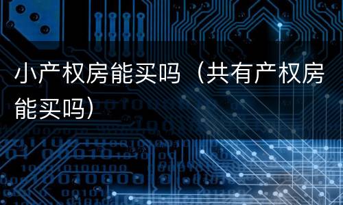 小产权房能买吗（共有产权房能买吗）