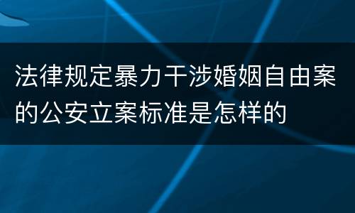 法律规定暴力干涉婚姻自由案的公安立案标准是怎样的