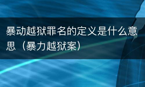 暴动越狱罪名的定义是什么意思（暴力越狱案）