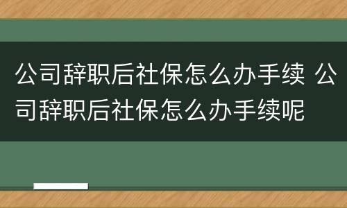 公司辞职后社保怎么办手续 公司辞职后社保怎么办手续呢