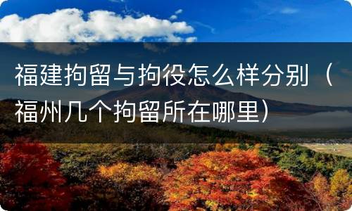 福建拘留与拘役怎么样分别（福州几个拘留所在哪里）