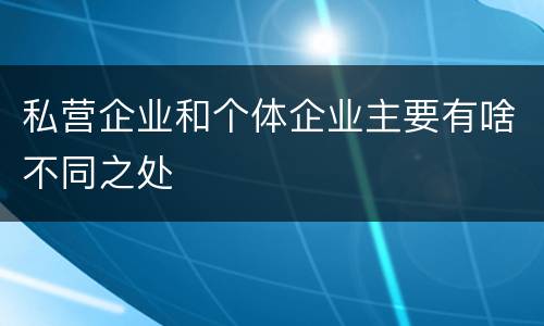 私营企业和个体企业主要有啥不同之处