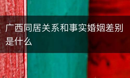 广西同居关系和事实婚姻差别是什么