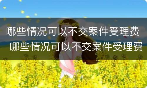哪些情况可以不交案件受理费 哪些情况可以不交案件受理费呢