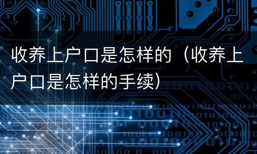 收养上户口是怎样的（收养上户口是怎样的手续）