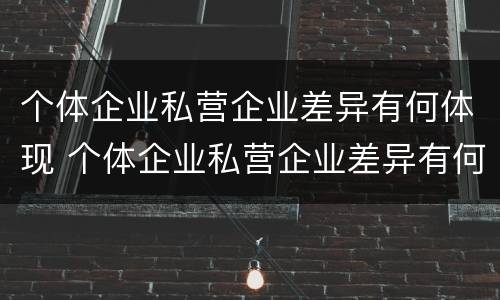 个体企业私营企业差异有何体现 个体企业私营企业差异有何体现呢