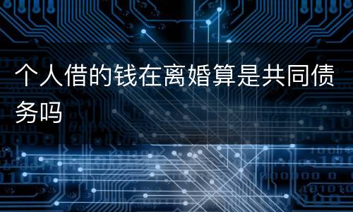 个人借的钱在离婚算是共同债务吗