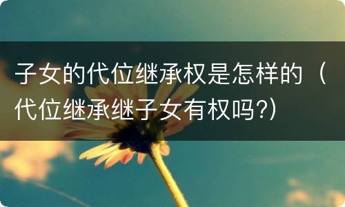 子女的代位继承权是怎样的（代位继承继子女有权吗?）