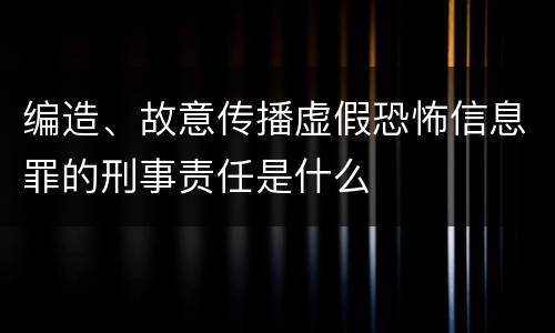 编造、故意传播虚假恐怖信息罪的刑事责任是什么