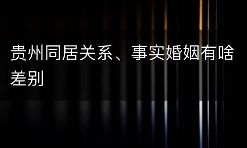 贵州同居关系、事实婚姻有啥差别