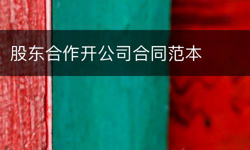股东合作开公司合同范本
