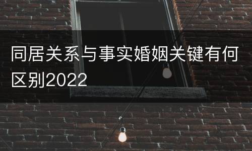 同居关系与事实婚姻关键有何区别2022