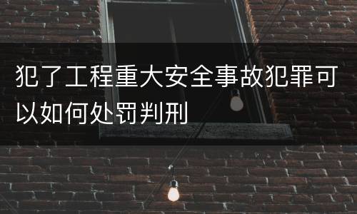犯了工程重大安全事故犯罪可以如何处罚判刑