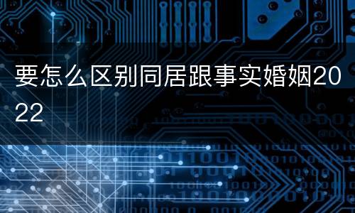 要怎么区别同居跟事实婚姻2022