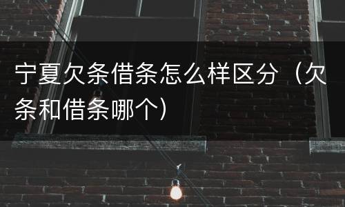 宁夏欠条借条怎么样区分（欠条和借条哪个）