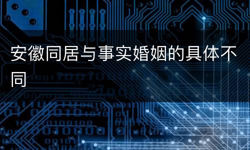 安徽同居与事实婚姻的具体不同
