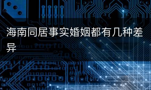海南同居事实婚姻都有几种差异