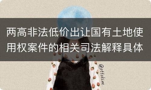 两高非法低价出让国有土地使用权案件的相关司法解释具体有哪些重要内容