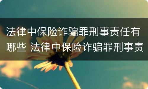 法律中保险诈骗罪刑事责任有哪些 法律中保险诈骗罪刑事责任有哪些规定