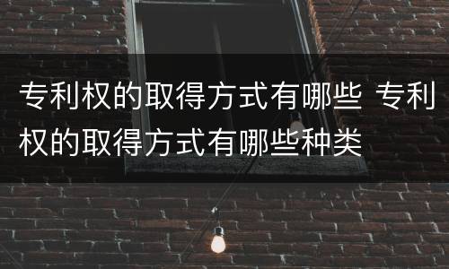 专利权的取得方式有哪些 专利权的取得方式有哪些种类