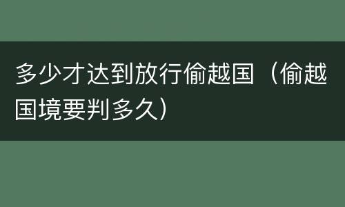 多少才达到放行偷越国（偷越国境要判多久）