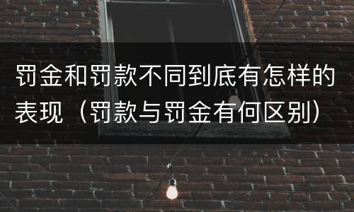 罚金和罚款不同到底有怎样的表现（罚款与罚金有何区别）