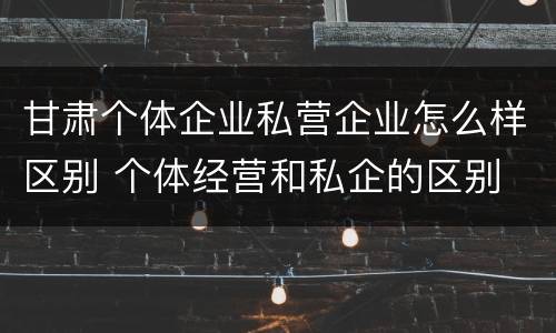 甘肃个体企业私营企业怎么样区别 个体经营和私企的区别
