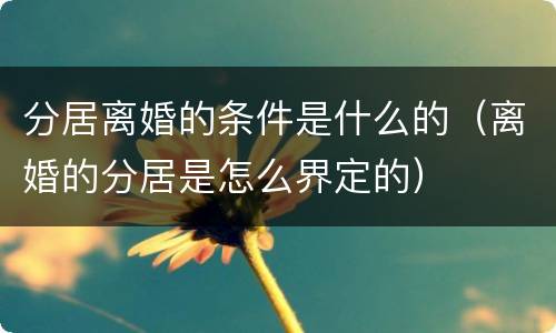 分居离婚的条件是什么的（离婚的分居是怎么界定的）