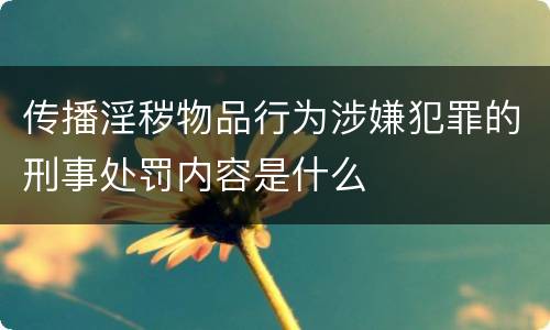 传播淫秽物品行为涉嫌犯罪的刑事处罚内容是什么