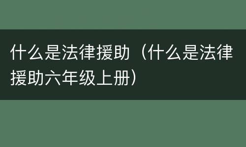 什么是法律援助（什么是法律援助六年级上册）