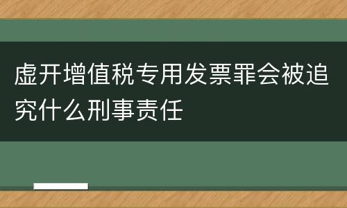 虚开增值税专用发票罪会被追究什么刑事责任
