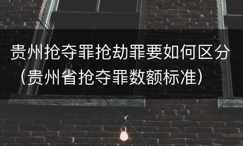 贵州抢夺罪抢劫罪要如何区分（贵州省抢夺罪数额标准）