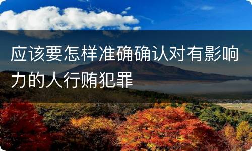 应该要怎样准确确认对有影响力的人行贿犯罪