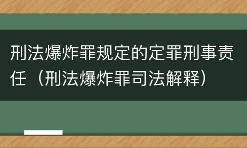 刑法爆炸罪规定的定罪刑事责任（刑法爆炸罪司法解释）