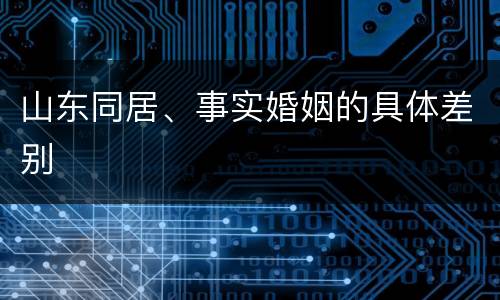 山东同居、事实婚姻的具体差别