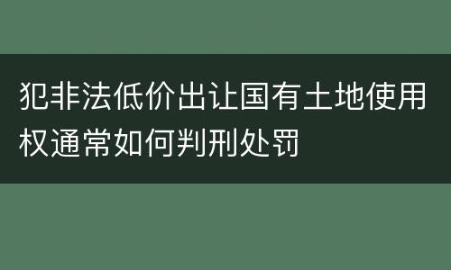 犯非法低价出让国有土地使用权通常如何判刑处罚
