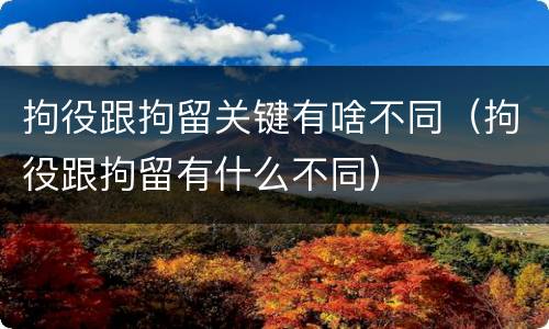拘役跟拘留关键有啥不同（拘役跟拘留有什么不同）