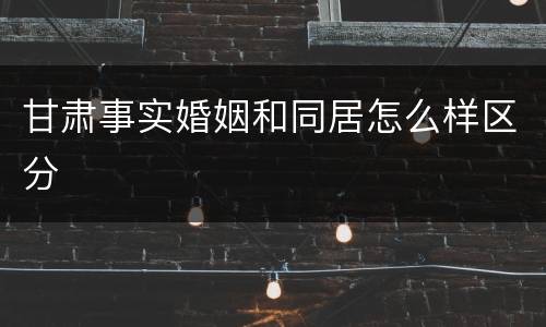 甘肃事实婚姻和同居怎么样区分